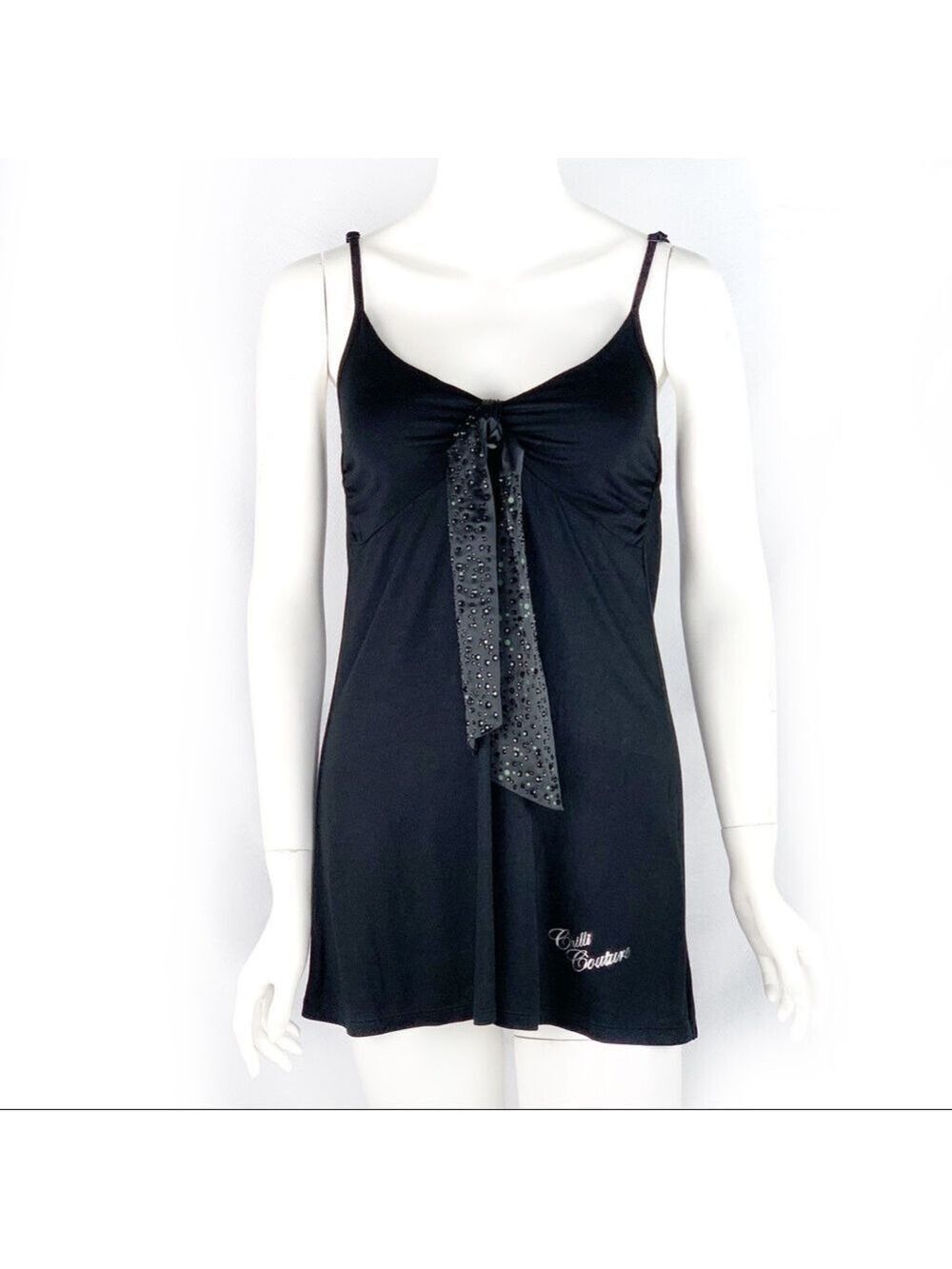 New-chilli Couture London Designer RhinestoneTie, Strappy, Babydoll Mini Dress